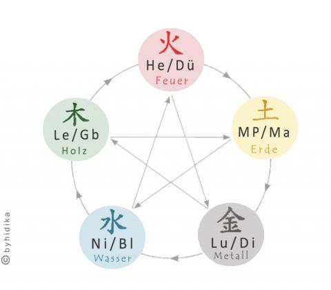 Darstellung der 5 Elekmente in einer Grafik